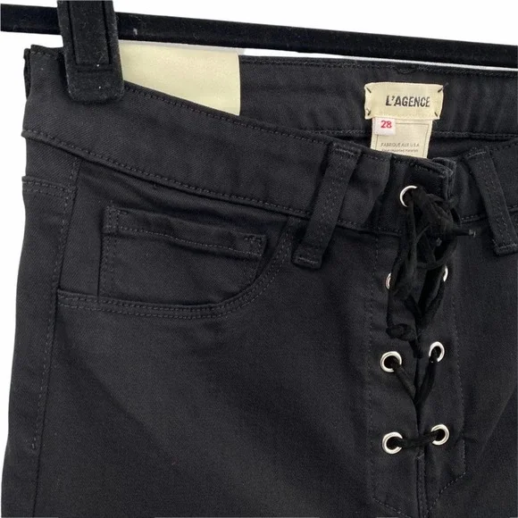 L'Agence Cherie Lace Up High Rise Skinny Jeans